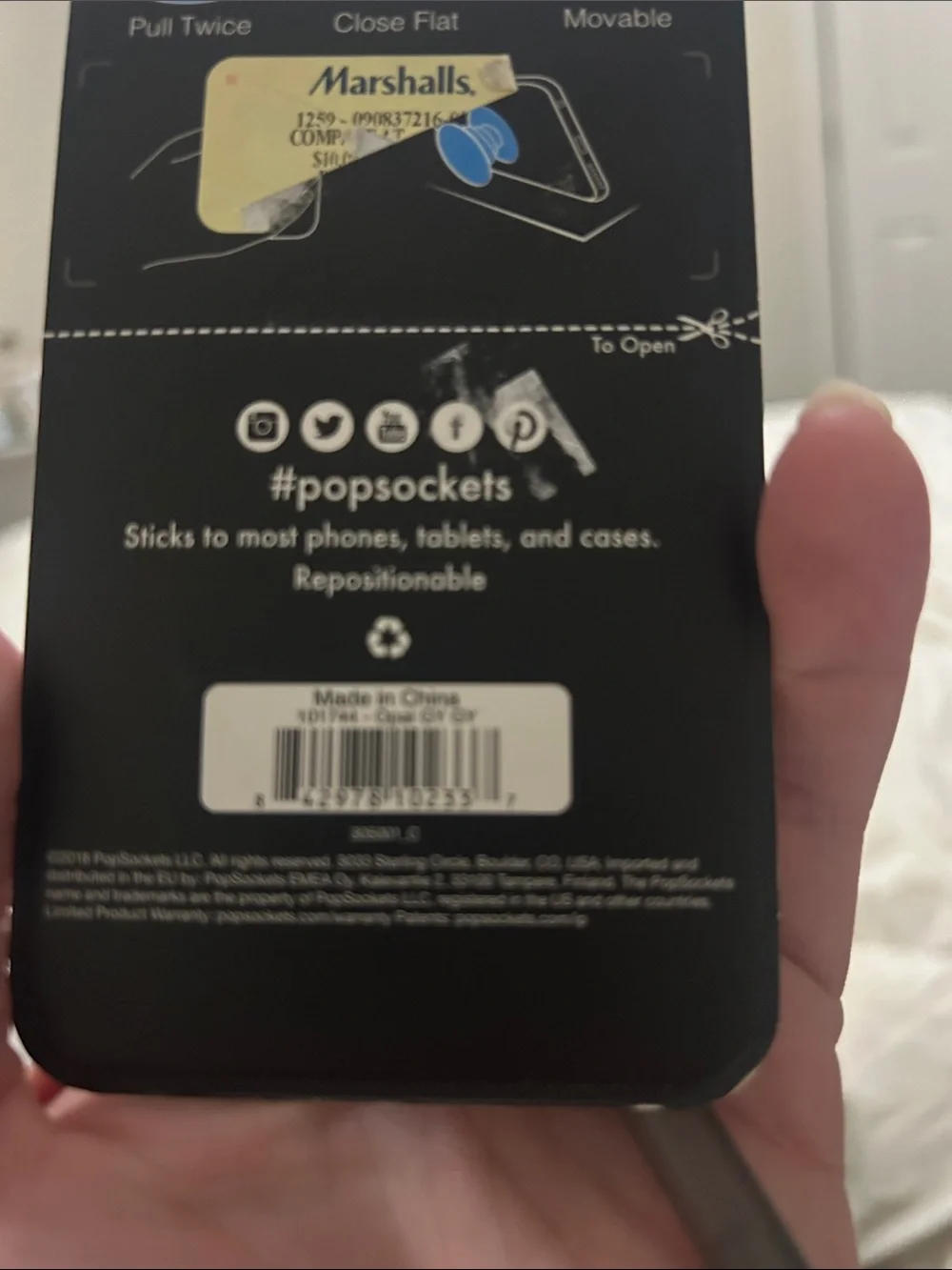 PopSockets Iridescent Phone Grip & Stand - White/Silver Holographic